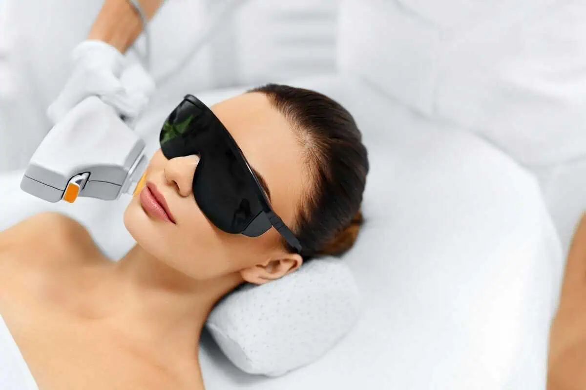 Woman is receiving Red Light Therapy In Moscow, ID & Pullman, WA at Ageless Aesthetics